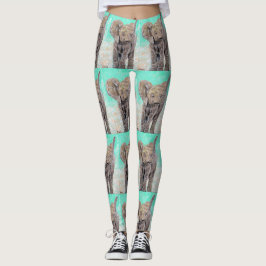 Legging Pintura de elefante bebê