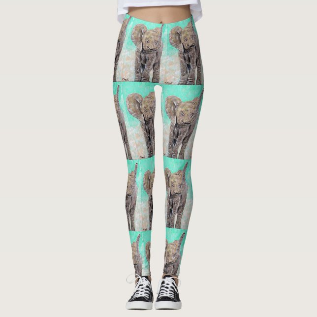 Legging Pintura de elefante bebê (Frente)
