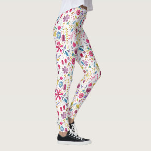 Legging Pintura de flor selvagem botânica aquática