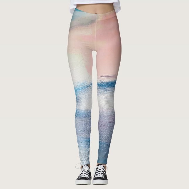 Legging pintura de óleo de abstrato, textura de canvas. (Frente)