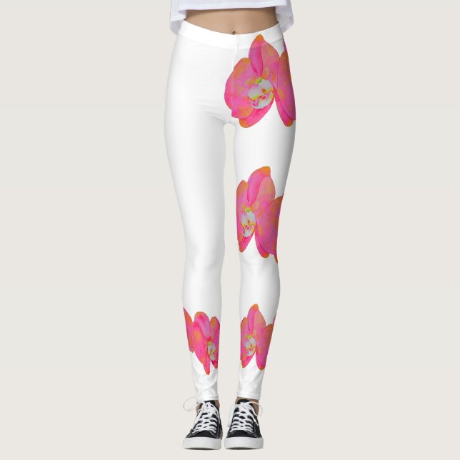 Legging Pintura de orquídea com aquarela (Frente)