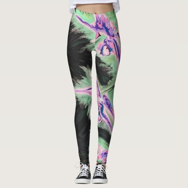Legging Pintura de 'Orquídea Tropical' em um (Frente)