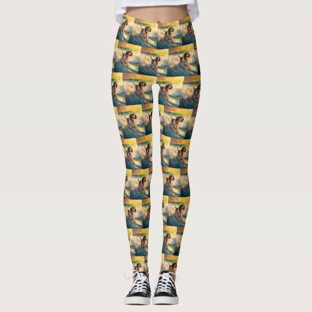 Legging Pintura de Surf da Praia Beagle (Frente)