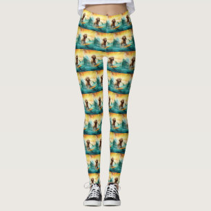 Legging Pintura de surf em praia em Cockapoo
