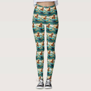 Legging Pintura de surf em praia em Cocker Spaniel