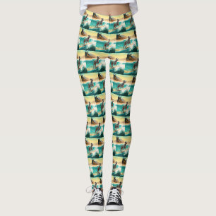 Legging Pintura de surfe na praia Dalmation