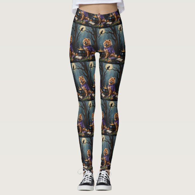 Legging Pintura do Dia das Bruxas Chow (Frente)