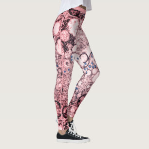 Legging Pintura Especial de Abstração Castanho Cor-de-Rosa