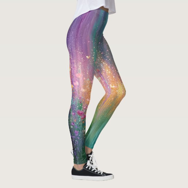 Legging Pintura Floral Abstrata com Cores Vibrantes (Direita)