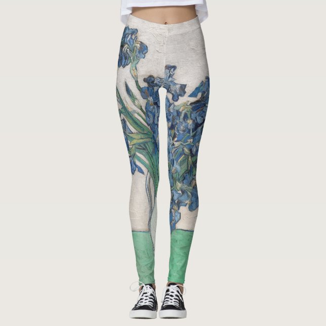 Legging Pintura Impressionista Vaso de Íris de Van Gogh (Frente)