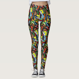 Legging Pintura Modernista Colorida Geométrica Abstrata