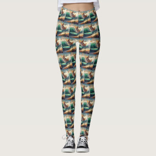 Legging Pintura para surfar na praia de Corgi