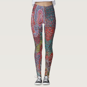 Legging Pintura ponto por artistas aborígenes australianos