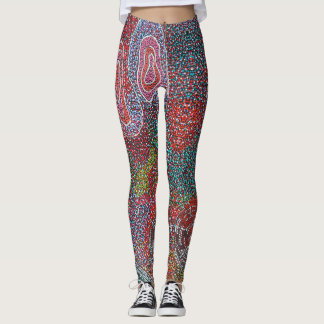 Legging Pintura ponto por artistas aborígenes australianos