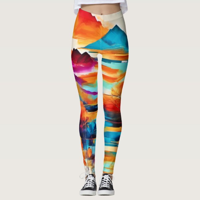 Legging Pintura solar de Montanha Vibrante (Frente)