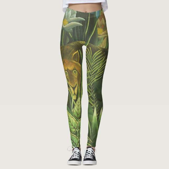 Legging Pintura Tropical do Leão da Selva Rousseau (Frente)