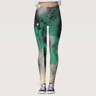 Legging Pintura verde abstrata da aguarela