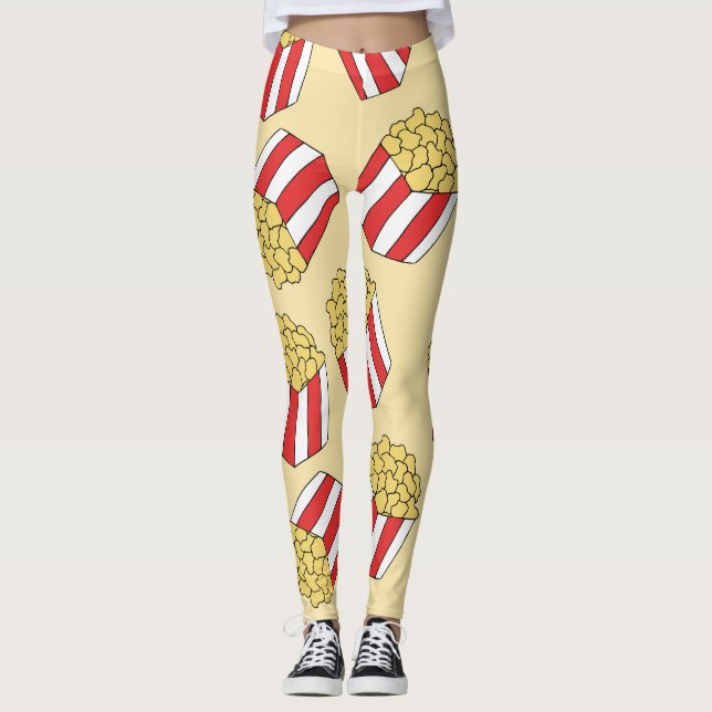 Legging Pipoca desenhada à mão, padrão incolor. (Frente)