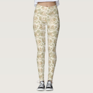 Legging Piquenique Floral do Urso do Coelho Neutro Jardim