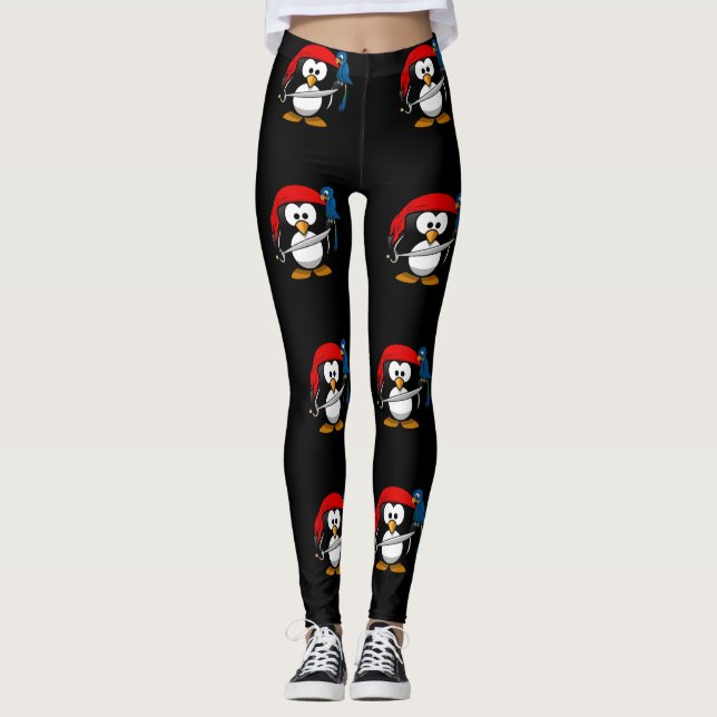 Legging Pirate Penguin e um papagaio (Frente)