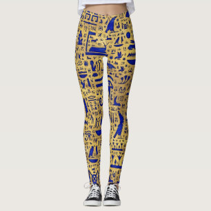 Legging Piróglifo egípcio Lapis Lazuli e Dourado