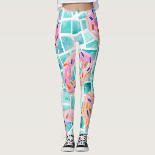 Legging Piscina de Verão flutua mosaico aquarela