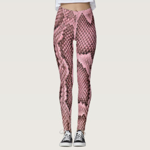 Legging Píthon Impressão Cobra, cor-de-rosa