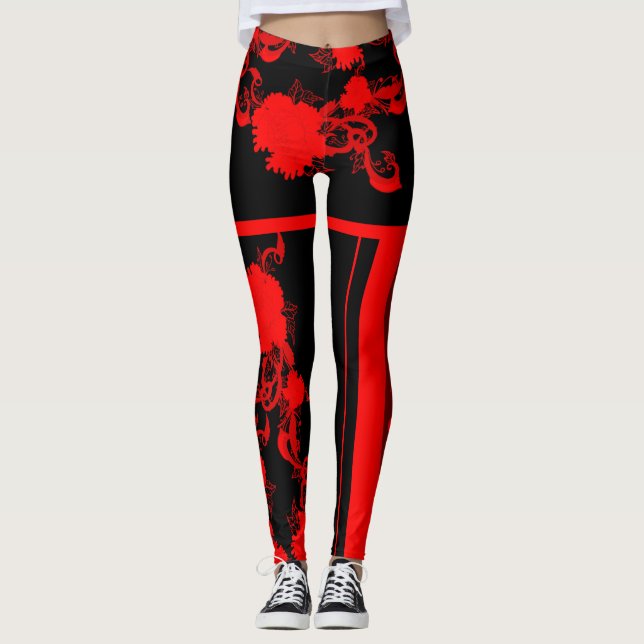 Legging pivoine rouge (Frente)
