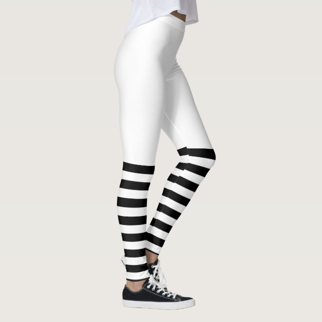 Legging PixDezines Black Stripes/Ajustável/Fundo DIY (Direita)