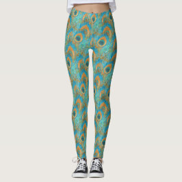Legging PixDezines Desenhado à Mão H2 Pavão/Cobalto/Azul Á