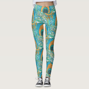 Legging PixDezines Desenhado à Mão H2 Pavão/Cobalto/Azul Á