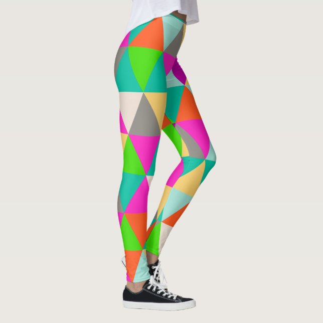 Legging PixDezines Geométrico/Triângulos/Cores de Neon (Direita)