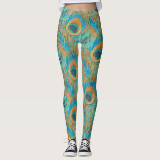 Legging PixDezines Handdrawn H2 Peacock/Cobalt/Aqua Blue