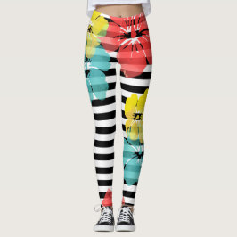 Legging PixDezines Hibisco/Amarelo/Laranja/Azul Claro/DIY 