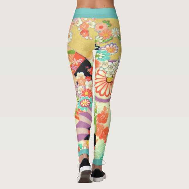Legging PixDezines Kimono/Pêonias/Blossomas de Cereja (Verso)