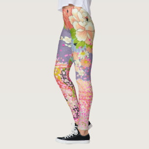 Legging PixDezines Kimono/Pêonias/Blossomas de Cereja