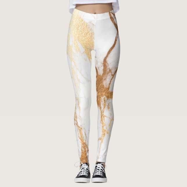 Legging PixDezines Marble Slab/Faux Vedes Douradas (Frente)