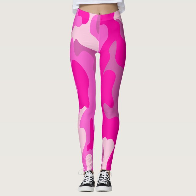 Legging PixDezines Princess Camo, Flashy Quente Rosa (Frente)