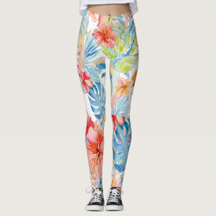 Legging PixDezines Vintage Lush H2 Havaí Folhagem Floral
