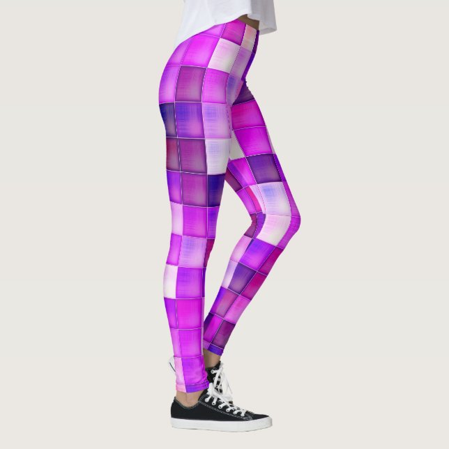 Legging Pixels de Jogo de Vídeo Pink Padrão Quadrado (Direita)