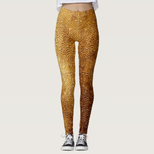 Legging Placa metálica Dourada do Ornamentado clássico