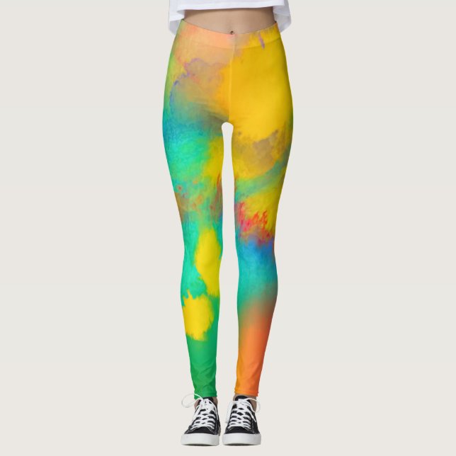 Legging Placas Coloridas de Aquarelas (Frente)