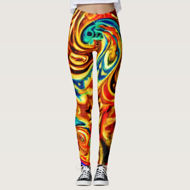 Legging Placas de cor de abstrato (Frente)