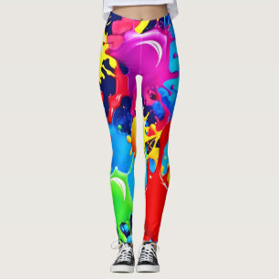 Legging Placas de Tinta Vibrantes: Uma Declaração de Cores