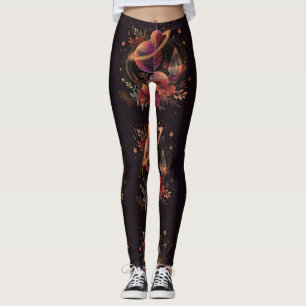 Legging Planeta Anelado com Cristal Cósmico Arte Fantasia