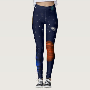 Legging Planetas e galáxias no espaço
