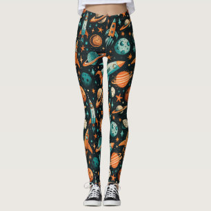 Legging Planetas Sonhadores Spacecore Azul Turquesa Laranj