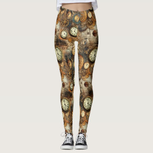 Legging Plano de Engenharia Steampunk Marrom Latão