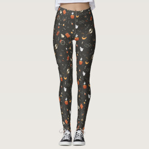 Legging Plano de fundo do padrão de Dia das Bruxas Símico