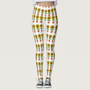Legging Planta de girassol de Kawaii em Pote